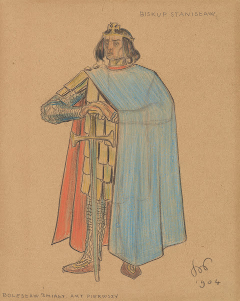 Biskup Stanisław Projekt kostiumu do dramatu Bolesław Śmiały Akt pierwszy 1904