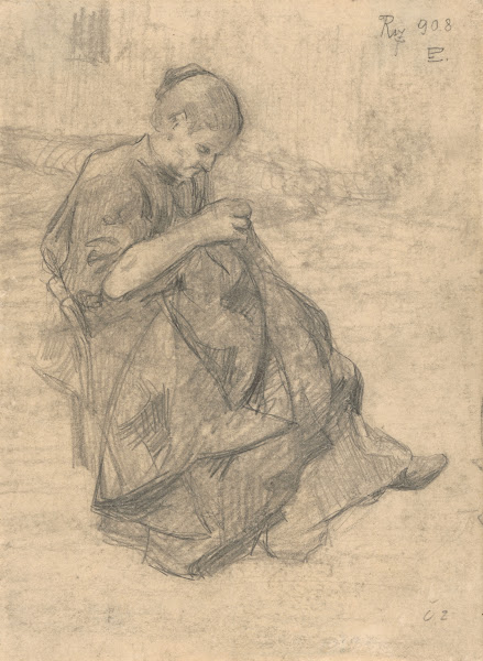 Study of a Seated Woman Sewing 1908