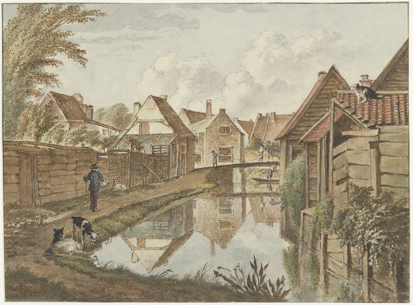 Kromme Voldersgracht met op de achtergrond de Raaks 1828