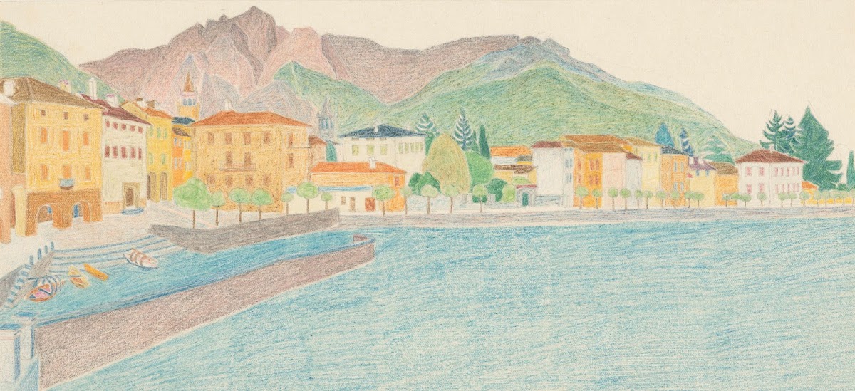 Gezicht op een Italiaanse stad aan het water 1936