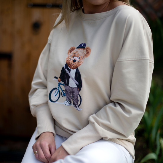 Women's sweatshirt Cebababy Fluffy Puffy (S/M) Bart beige