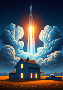 Rocket Launch Over Rural Home