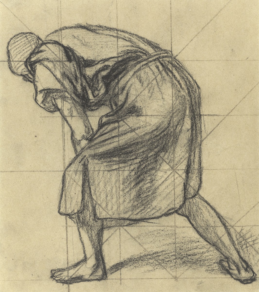 Homme vu de dos incliné vers la gauche 1854 1855