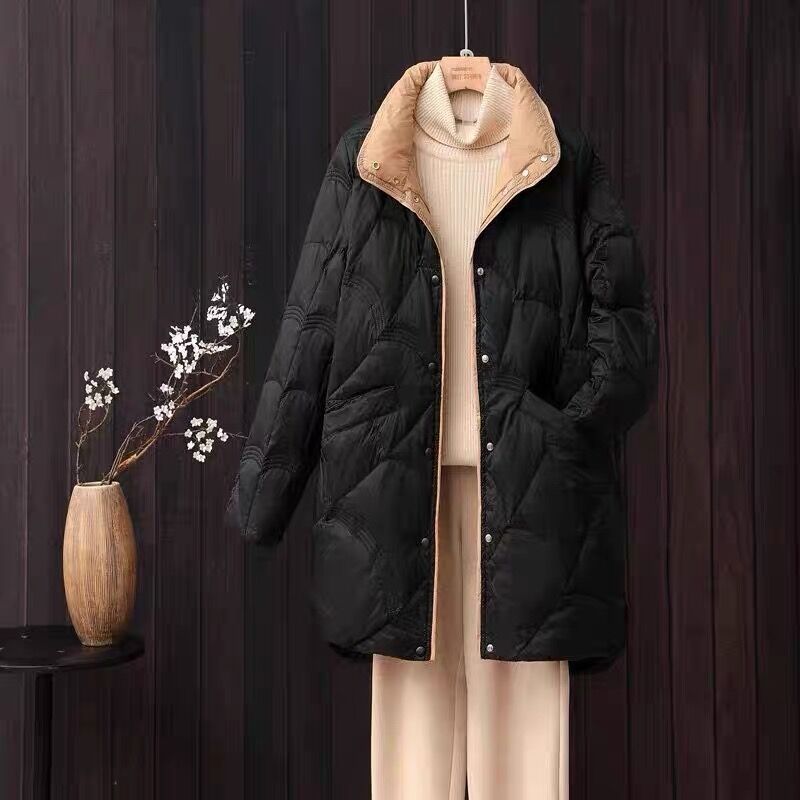 Leichte Daunenjacke mit Stehkragen für Damen, Übergröße