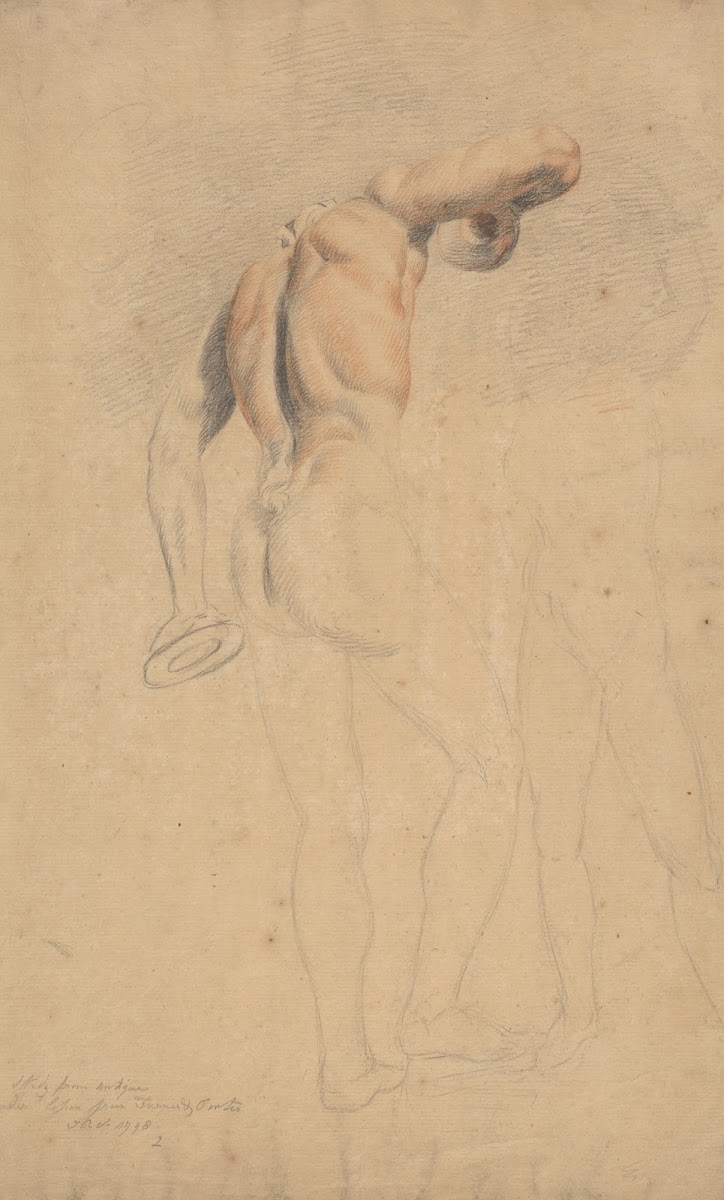 Male figure holding discus seen from behind 1798