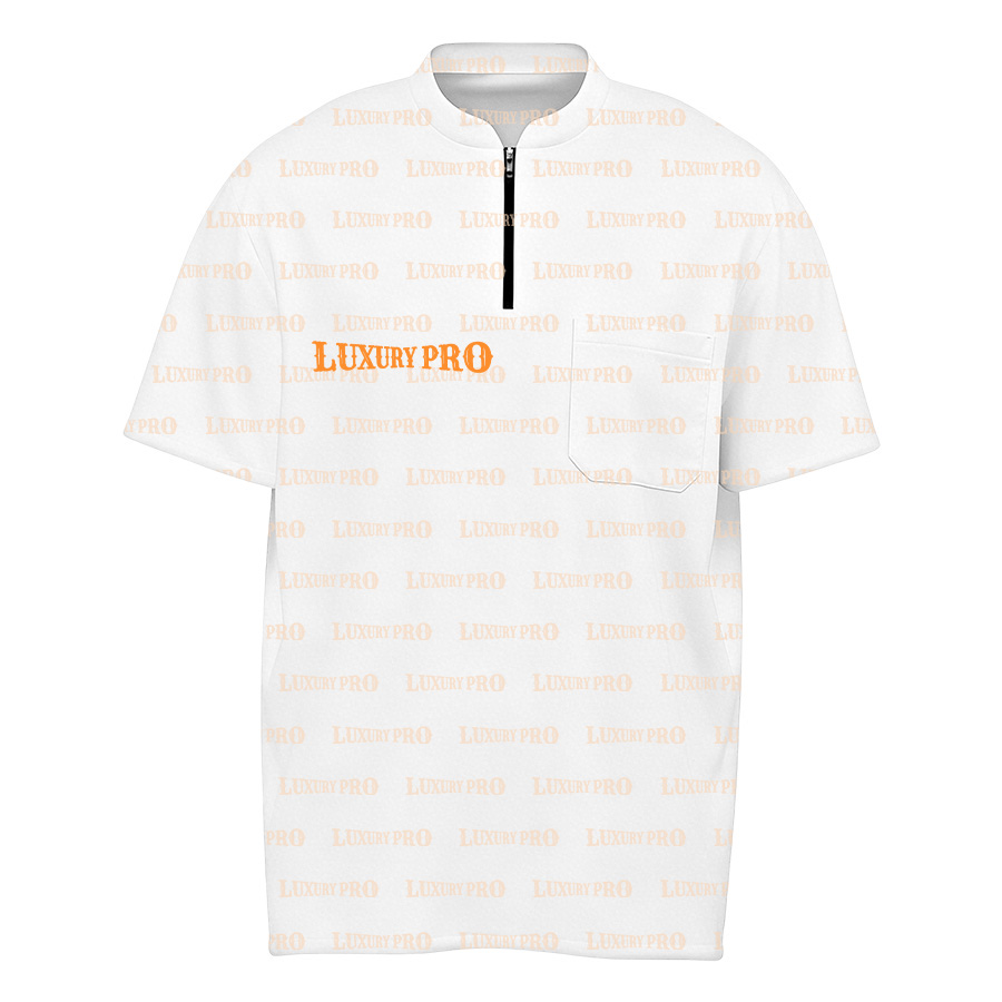 Stand Collar Zip Polo with Inset Pockets