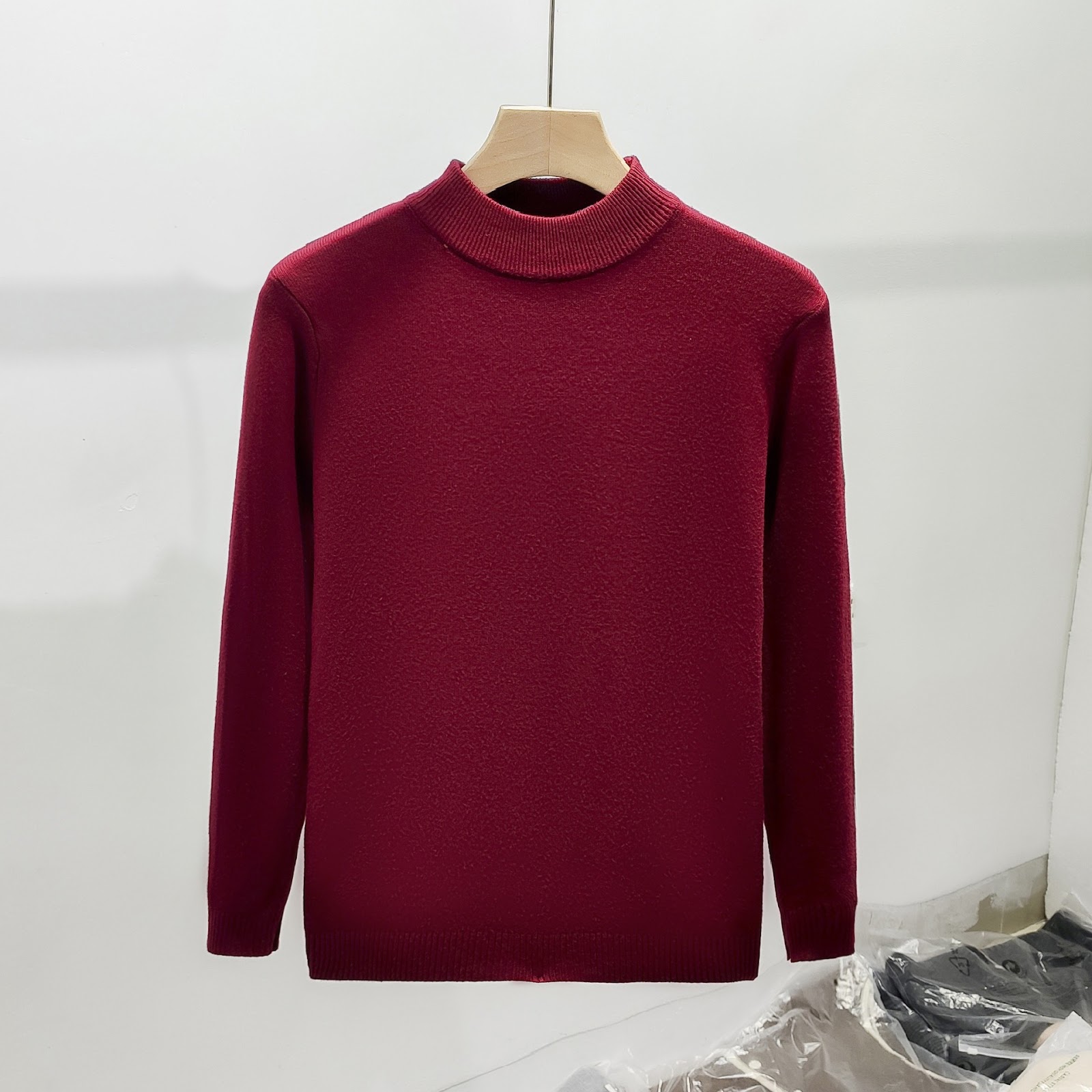 Men's knitted sweater, slim fit, roll neck