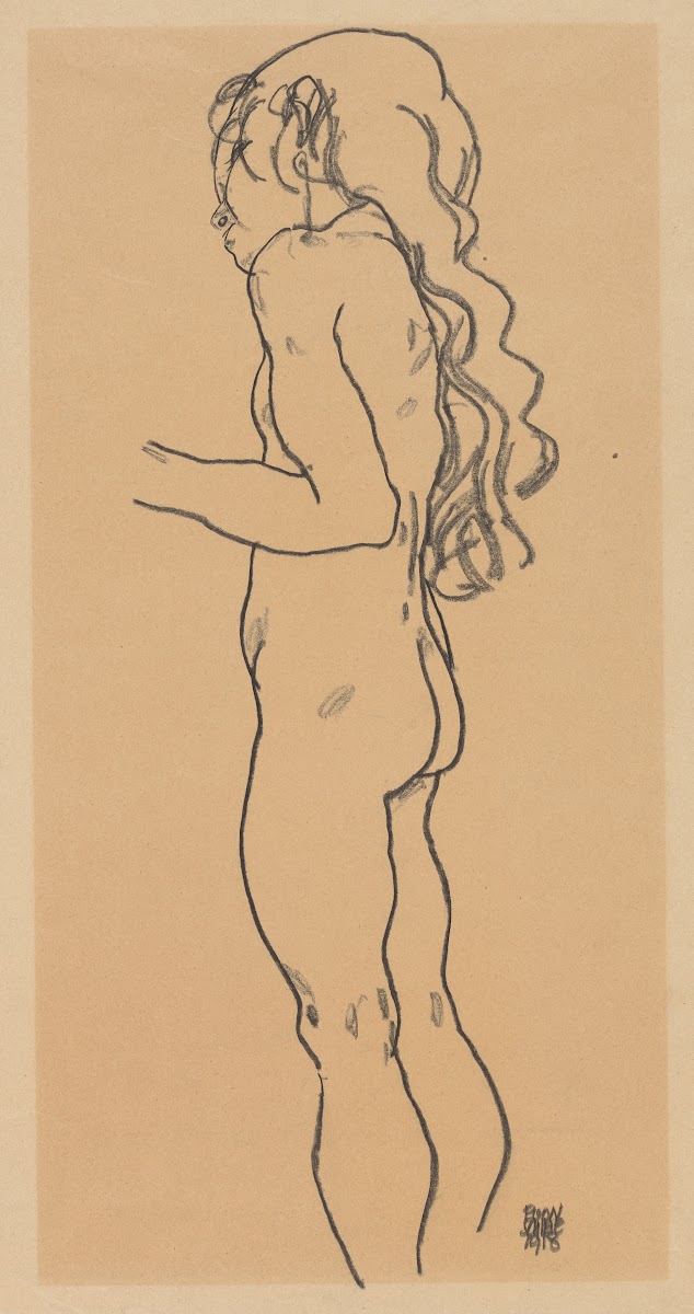 Standing Nude Girl Facing Left 1918