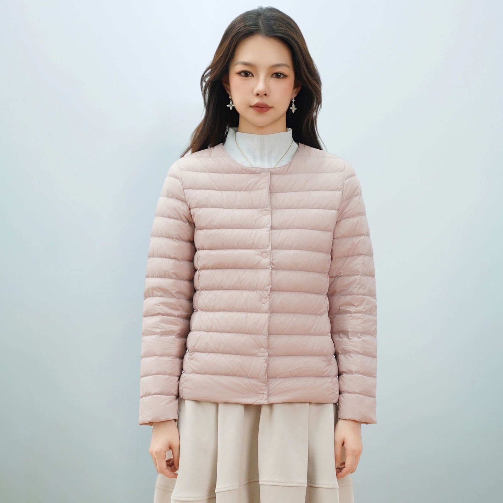 Lightweight women's down jacket, simple design