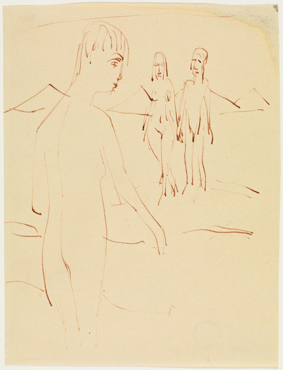Drei stehende Akte im Freien ca 1923