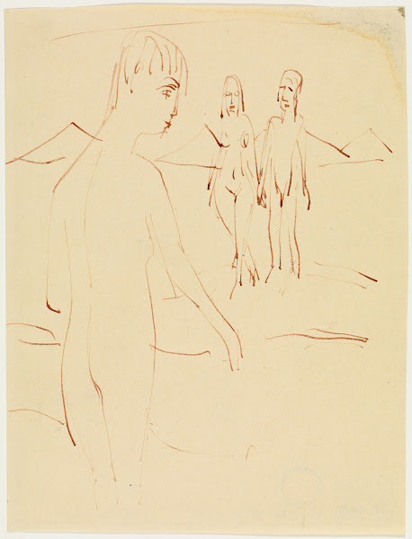 Drei stehende Akte im Freien ca 1923