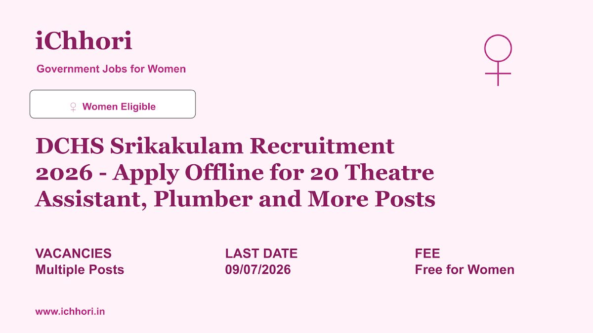 DCHS Srikakulam Recruitment 2026 - Apply Offline for 20 Theatre Assistant, Plumber and More Posts - iChhori