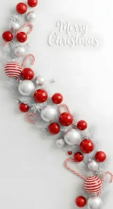 Festive Red Silver Christmas Bauble Garland Design