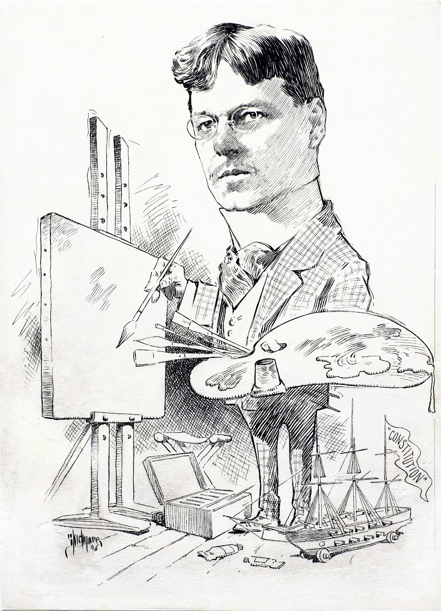 Caricature of Eric pape 1906