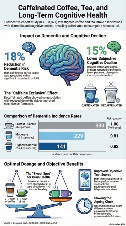 Coffee and Tea Intake, Dementia Risk, and Cognitive Function