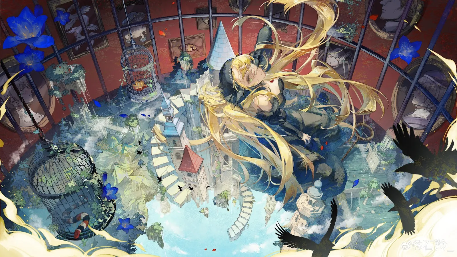 Blonde Girl In Surreal Castle - Fantasy Digital Art 5K Wallpaper (5760x3240)