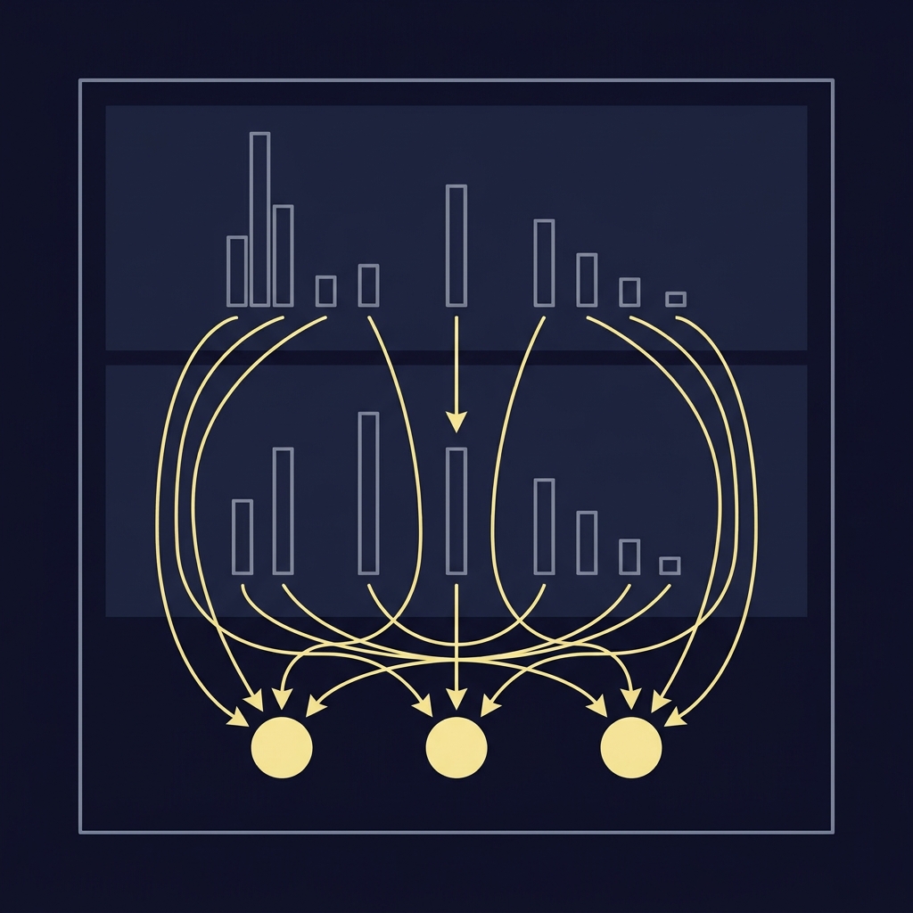 Minimalist vector infographic showing a Poisson score distribution for a football match with bars for likely scorelines and arrows aggregating probabilities into home win draw and away win A Practical Guide to Probability-Based Sports Trading