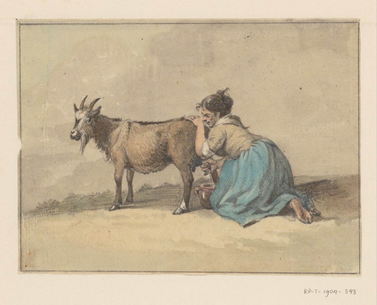 Vrouw die een geit melkt 1775   1833