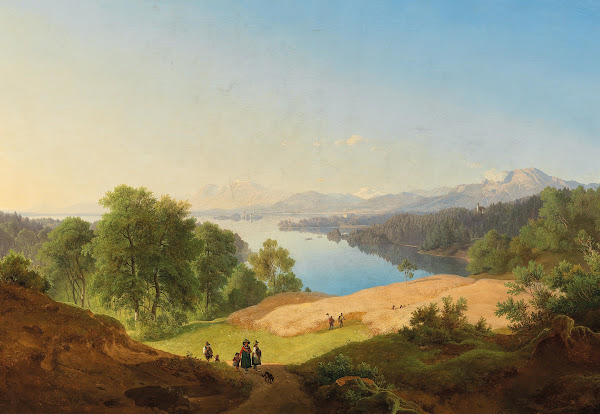 A Scene on Lake Starnberg in the Background Starnberg Castle and Rose Island 184