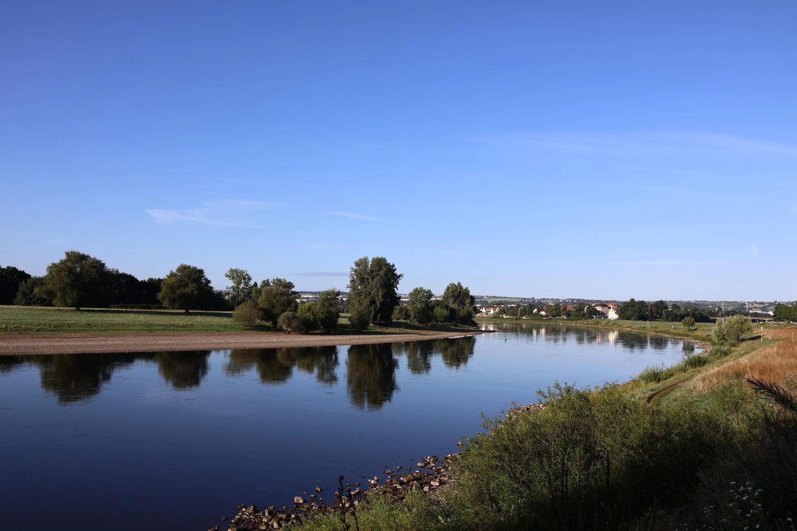 Calm River Under Blue Sky - Nature Photography 5K Wallpaper (6000x4000)