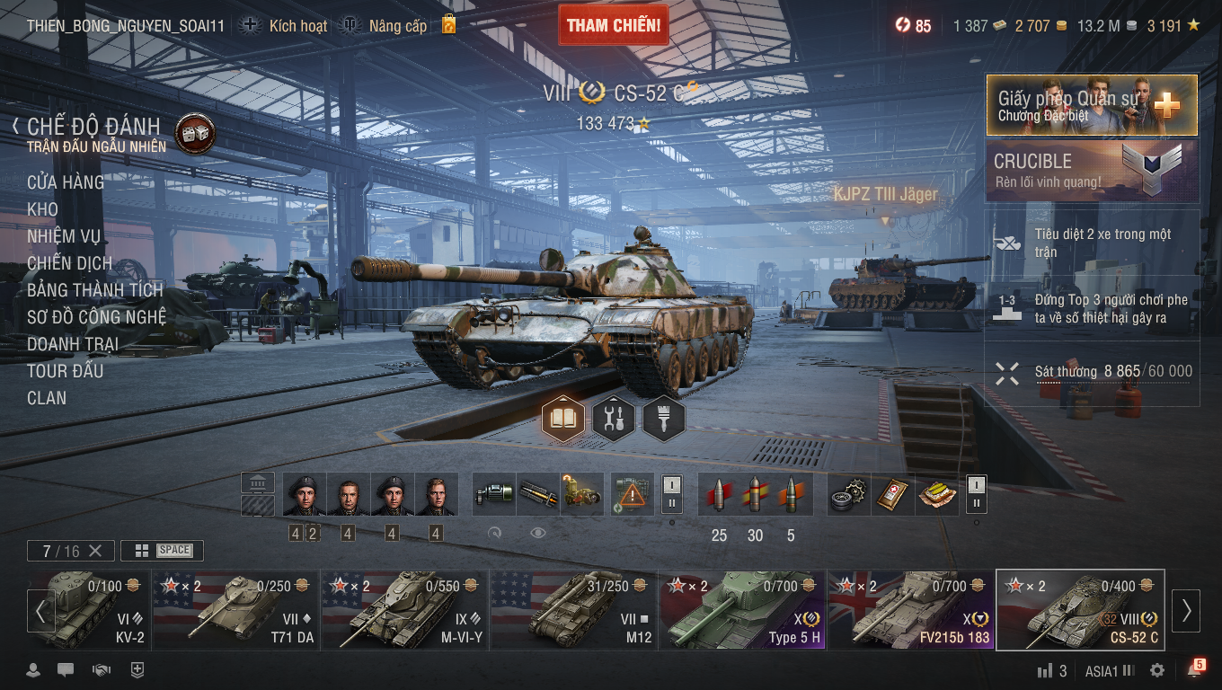 Acc World of Tanks PC với Cấp 10 khét tiếng Type 5 Heavy và...