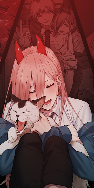 Chainsaw Man, Power (Chainsaw Man), Denji (Chainsaw Man), Horns, Closed Eyes Full HD Wallpaper Background