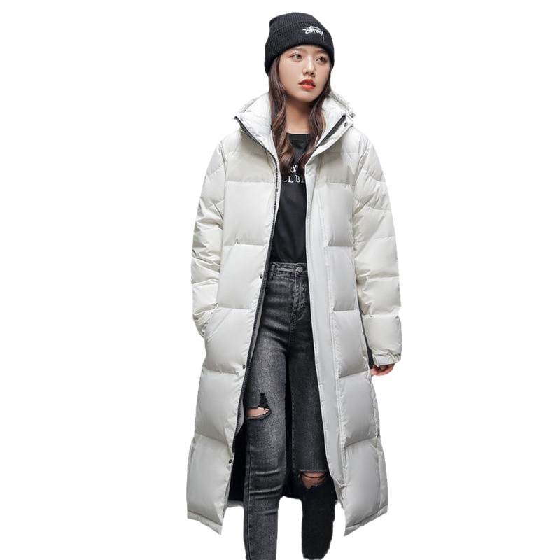Long down coat for men and women, knee-length
