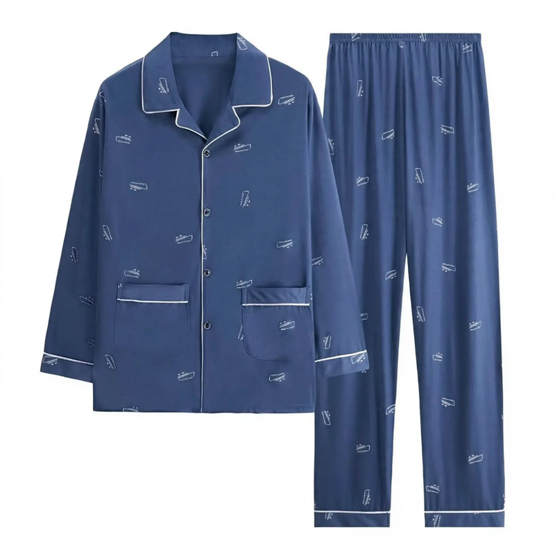 Herren-Pyjama-Set aus reiner Baumwolle, kariert