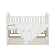 Постільний комплект в дитяче ліжечко 5 ел Twins Via (поплін) Пташки сірий