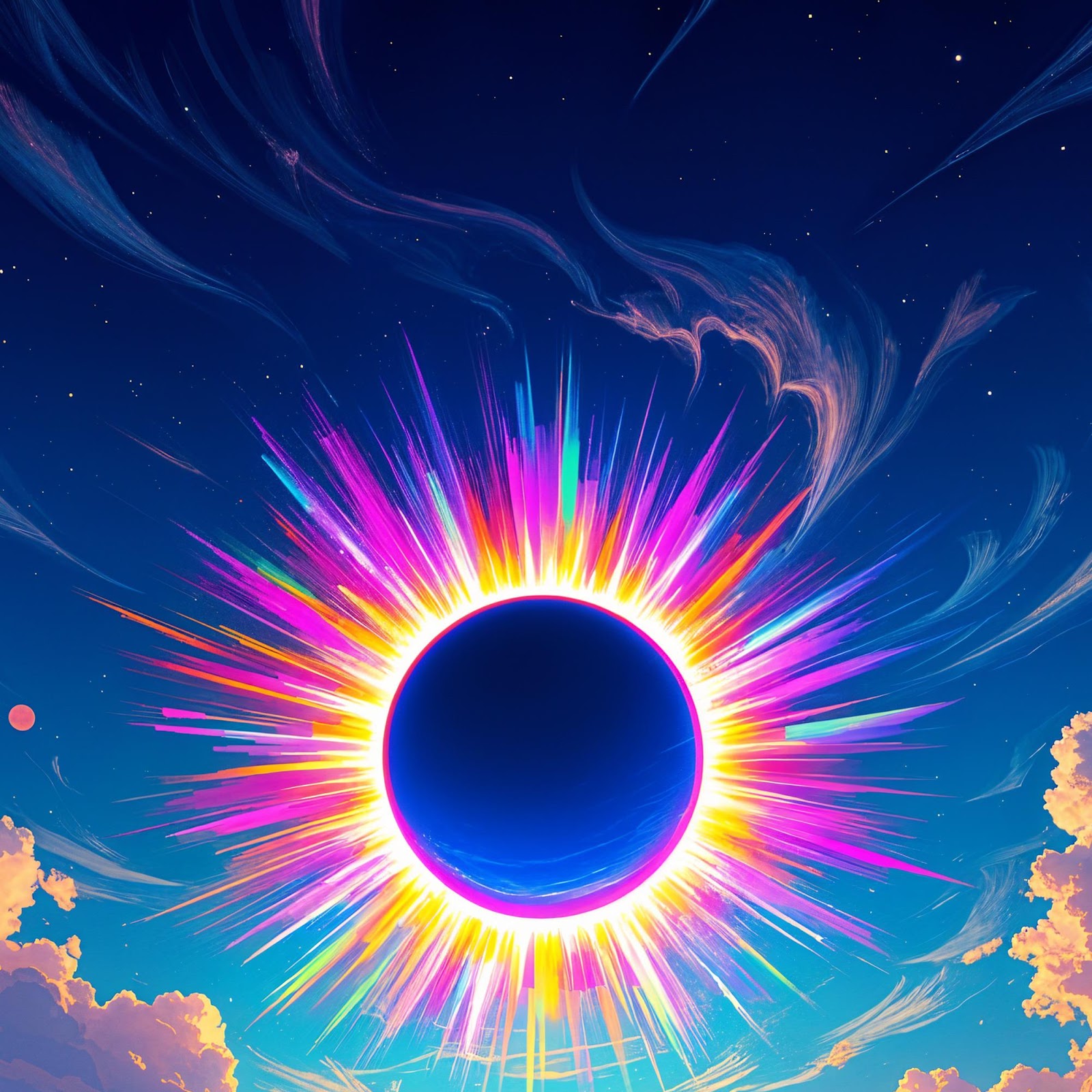 Download Vibrant Eclipse Over Desert Landscape 2K iPhone