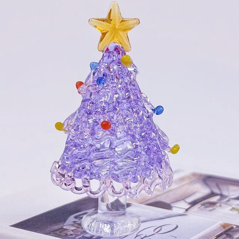 Mini glass Christmas tree, decorative table figure
