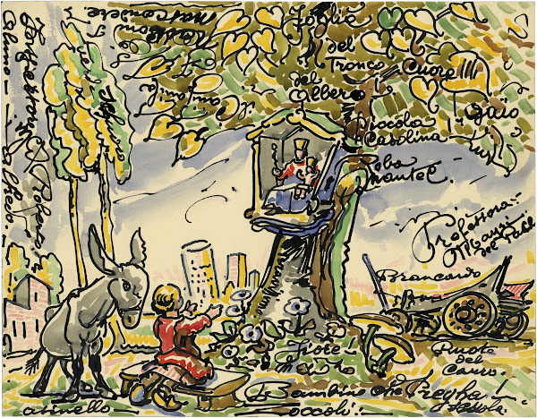 Kind met ezel aan boom met Mariakapelletje 1939