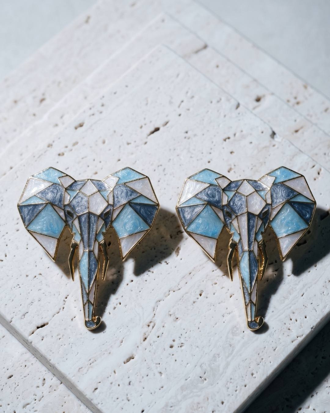 Origami Elephant Enamel Studs