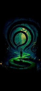 Lone Boy in Dark Forest Labyrinth Digital Art