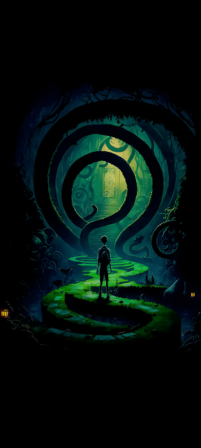 Lone Boy in Dark Forest Labyrinth Digital Art - Free mobile Wallpaper
