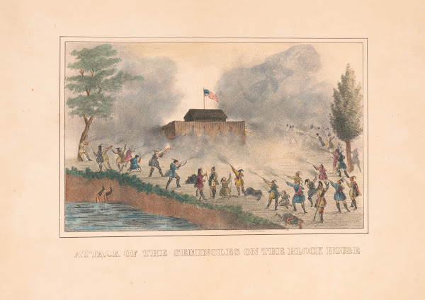 Attack of the Seminoles on the block house 1837