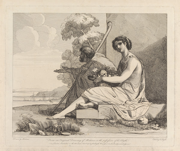 Man in Cloak and Woman with Fruit Seated Overlooking a Bay