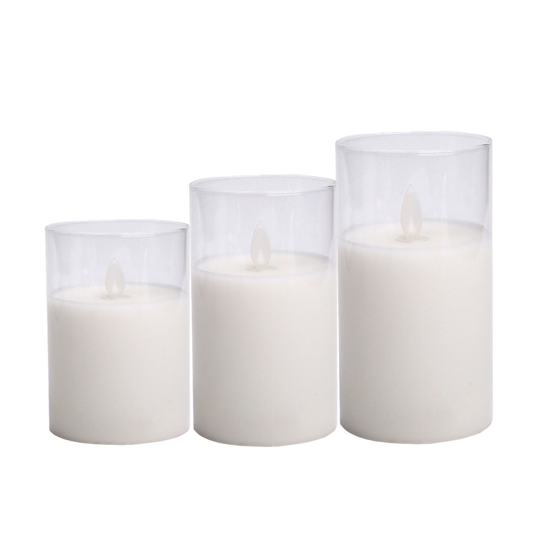 Electronic LED candle in glass housing