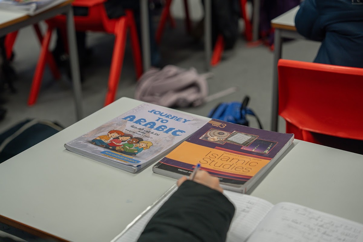 Journey to Arabic and Islamic Studies textbooks on a desk