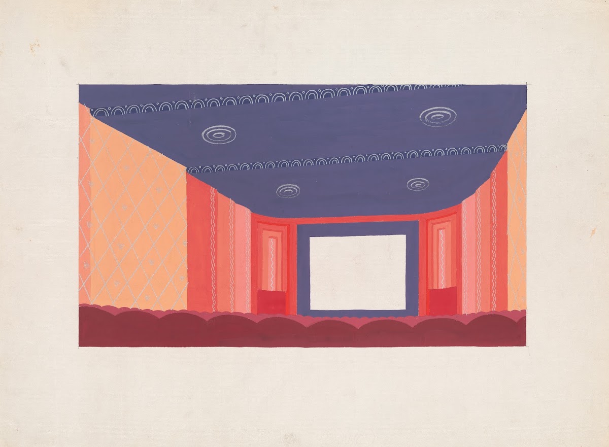 Design proposals for Puck Theater New York NY Interior perspective study 1941