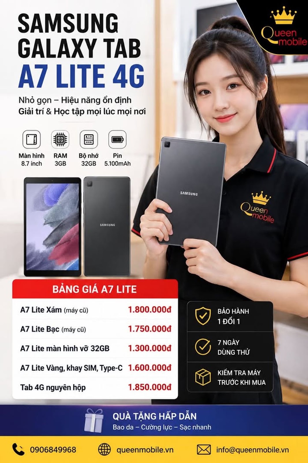 SAMSUNG GALAXY TAB A7 LITE 4G – TABLET SAMSUNG GIÁ TỐT, NHỎ GỌN DỄ DÙNG 

#Samsu...