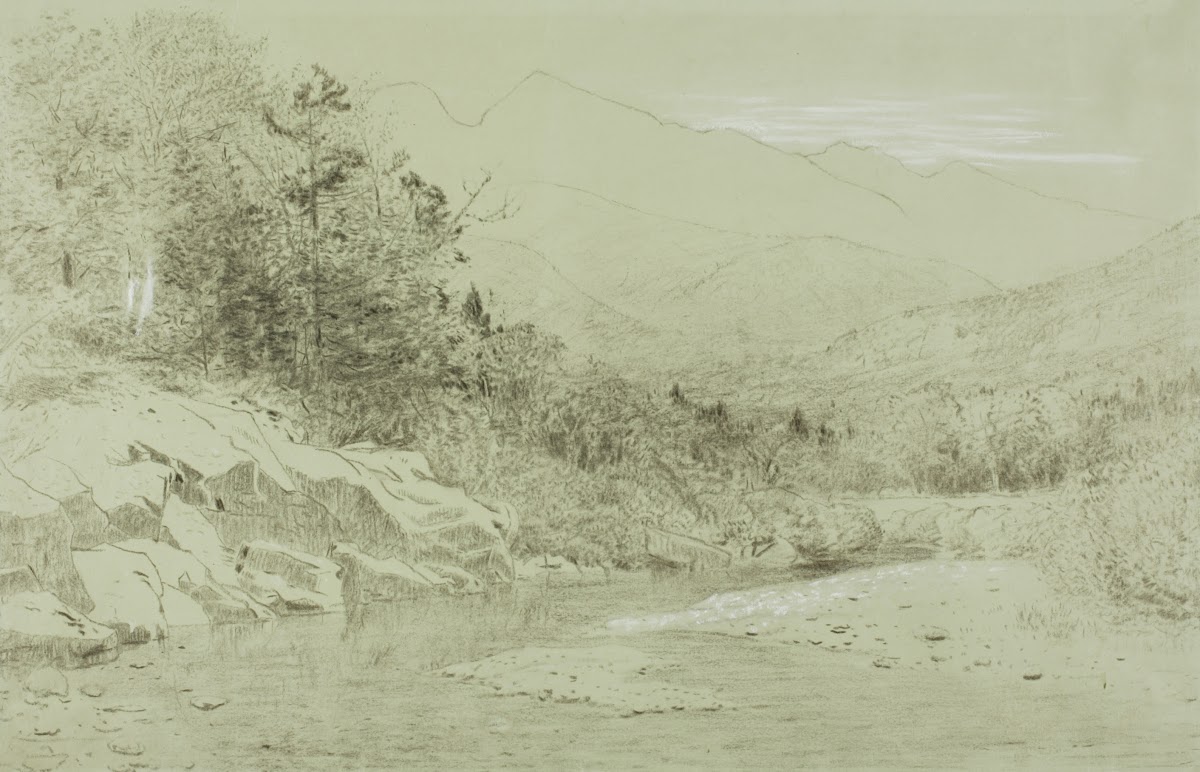 River Stream with Mountains in the Distance 1856 92