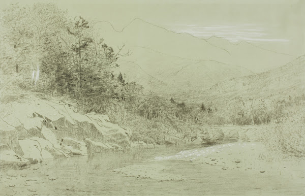 River Stream with Mountains in the Distance 1856 92