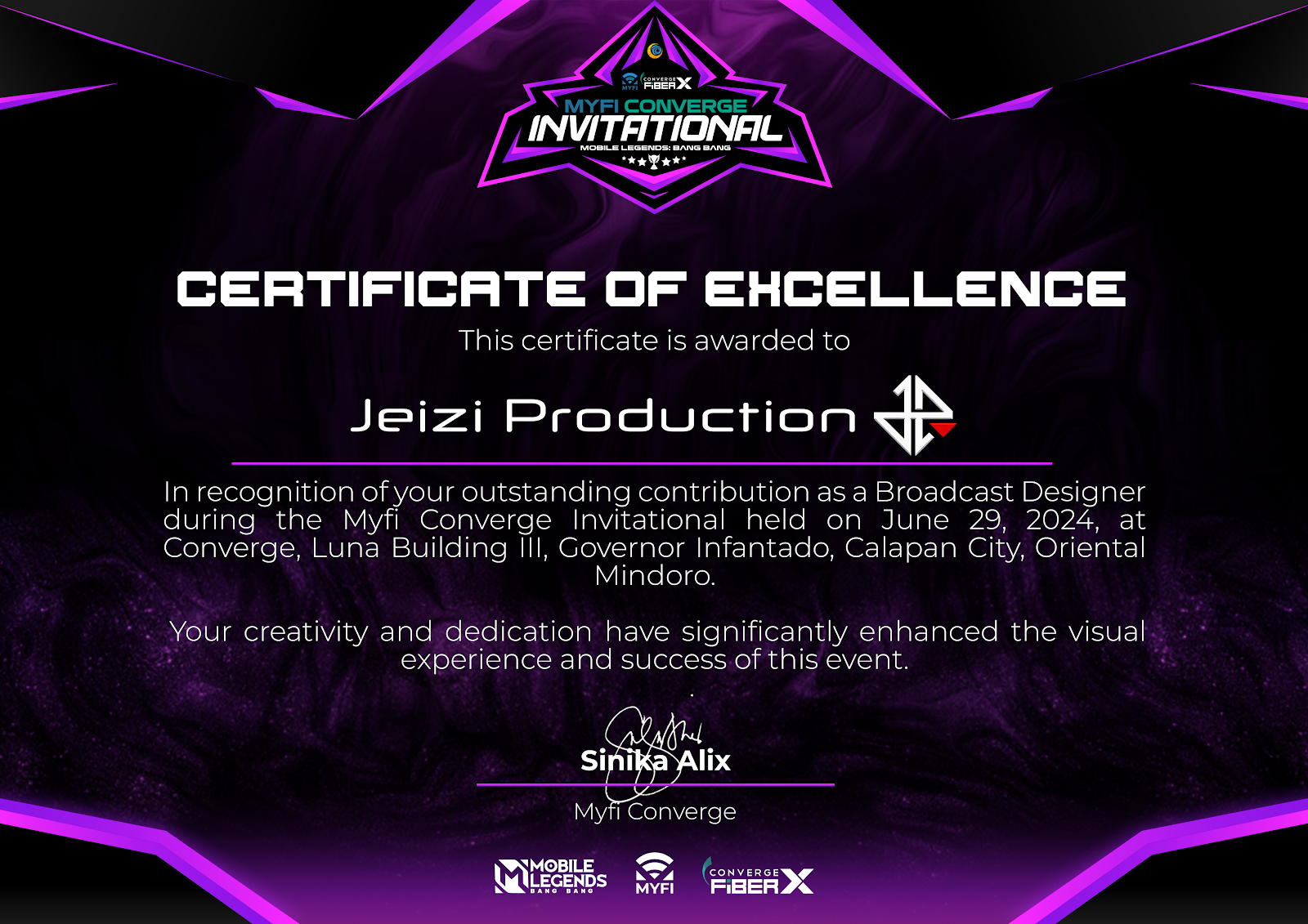 Certificate Jeizi — Print & Collateral