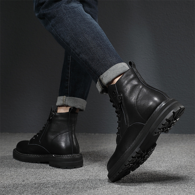 Herren-Lederstiefel, Echtleder, gefüttert, robust