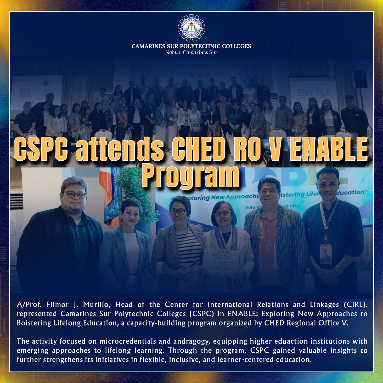 CSPC attends CHED RO V ENABLE Program