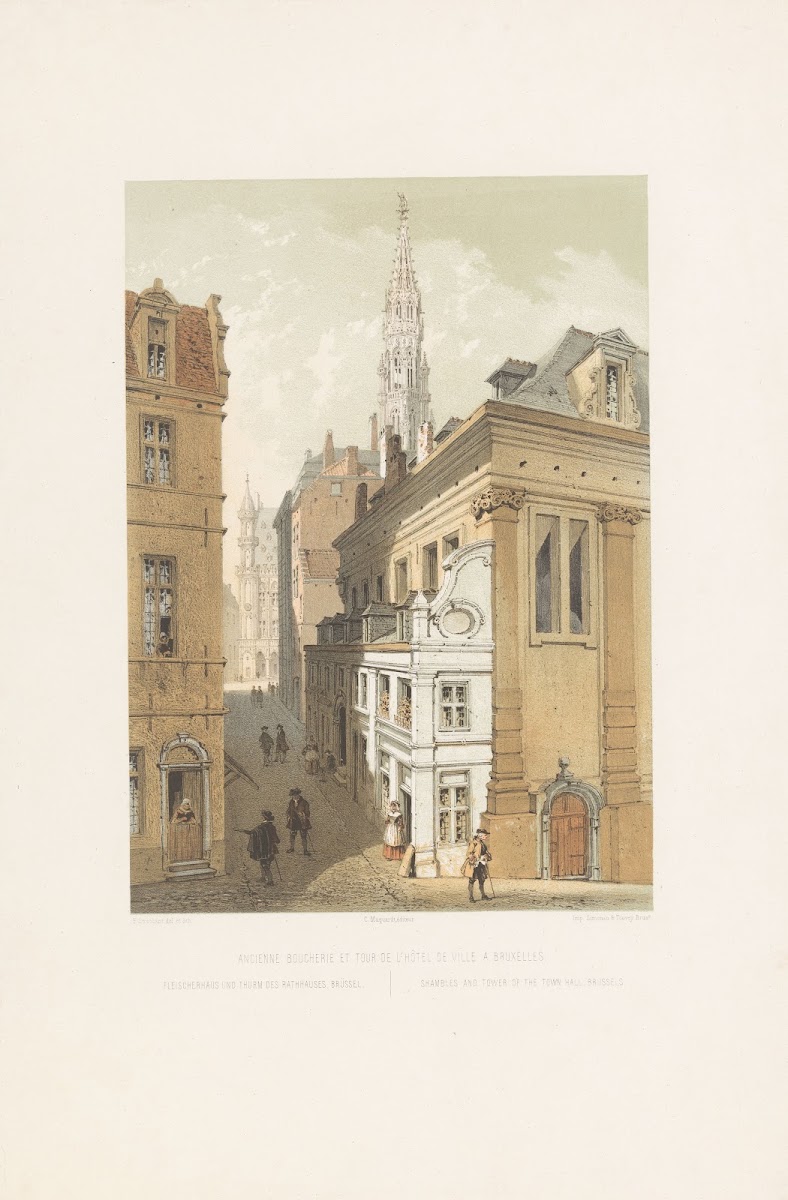 Shambles and tower of the town hall Brussels 1852   1878