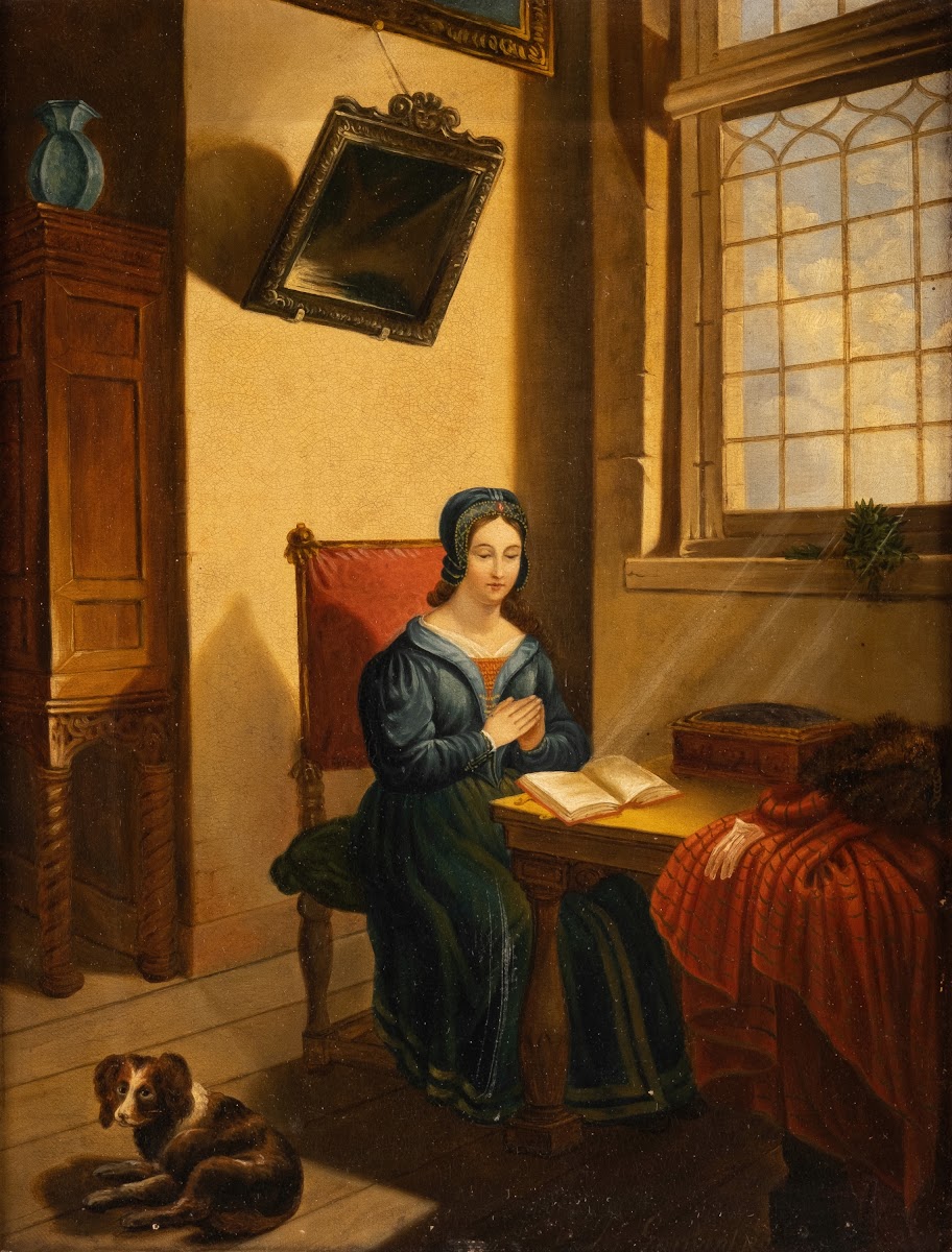 Lady studying the bible 1832