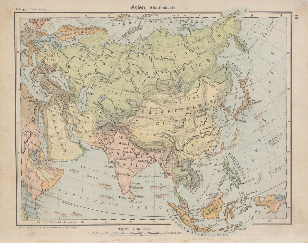 Asien Staatenkarte 1898