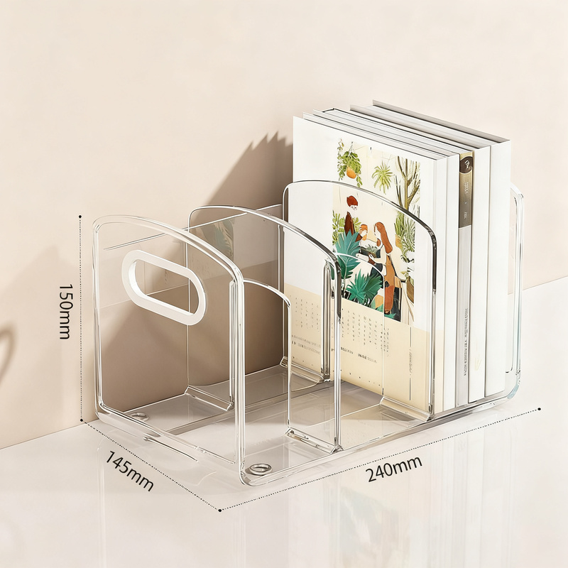 Transparente Bücherablage für Schreibtisch